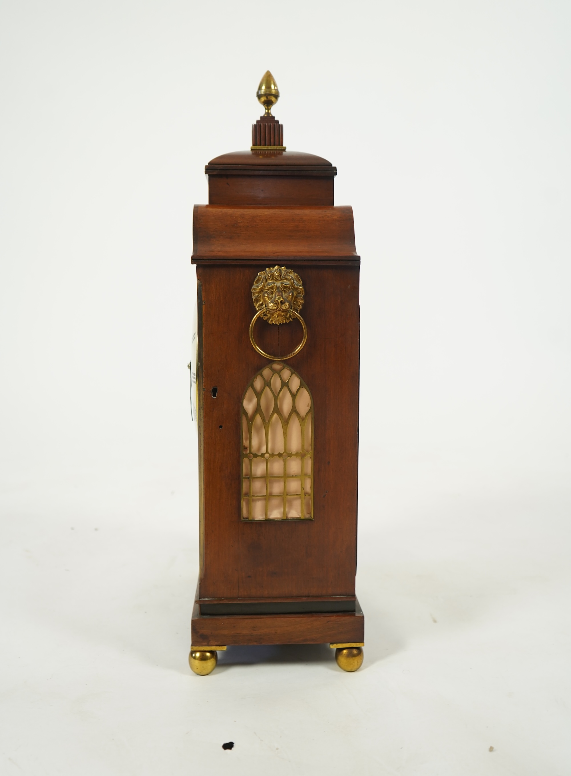 A Regency mahogany and cut brass inlaid bracket clock